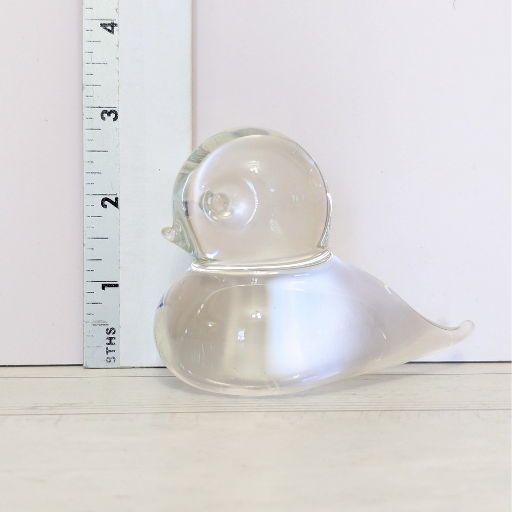 Bird Paperweight Figurine Swedish Lead Crystal Clear Hand Blown Glass Reijmyre
